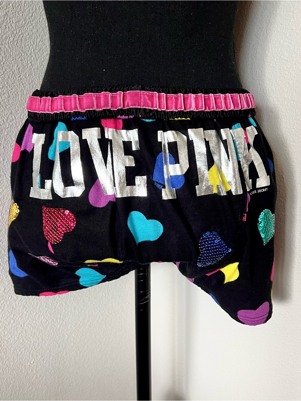 RARE EXC • VS PINK “Warm Me Up” Tank & Sequin Heart Shorts Sleep Set • - Picture 10 of 15